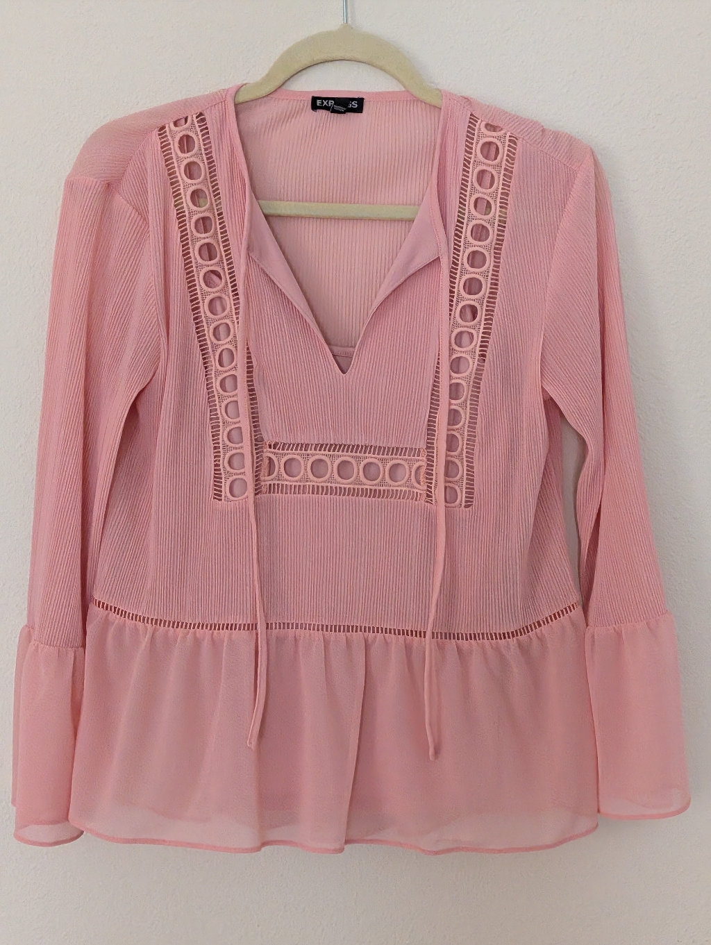 Express Pink Blouse Bell Sleeves Size Xs